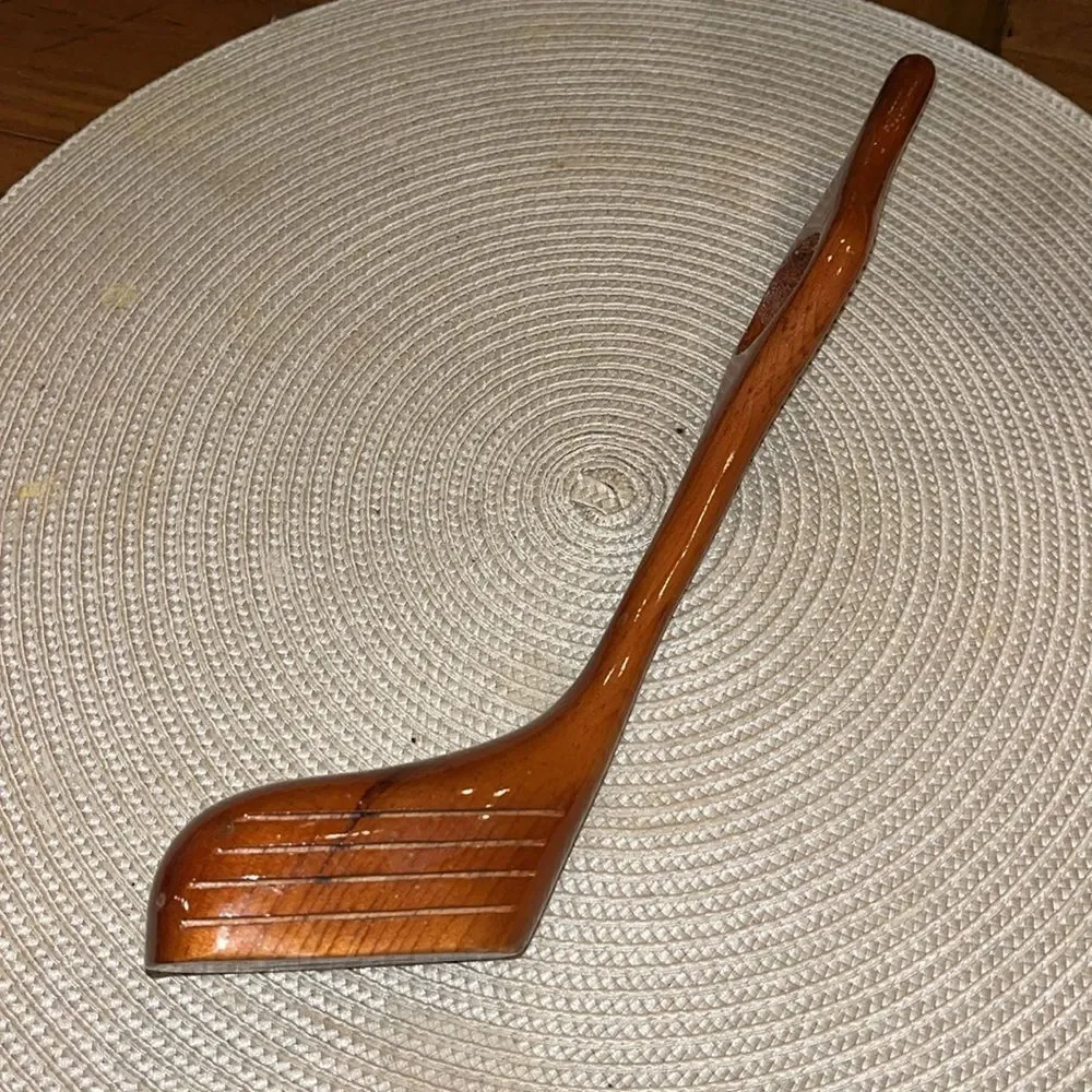 𝅺vintage Wooded Wood Carved Golf Club Wine Bottle Balanced Holder